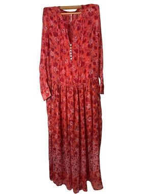 free people shibori long sleeve tunic dress Free People Shibori Ivory Print Long Sleeve Button-Up Tunic Dress Small